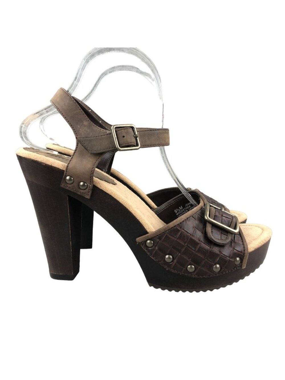 Tribeca Women's Size 9.5M Woodstock Dark Brown Leather High Heel Sandals